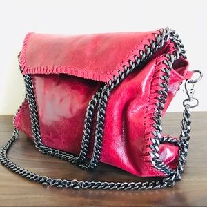 Borse In Pelle Red Italian Leather Handbag